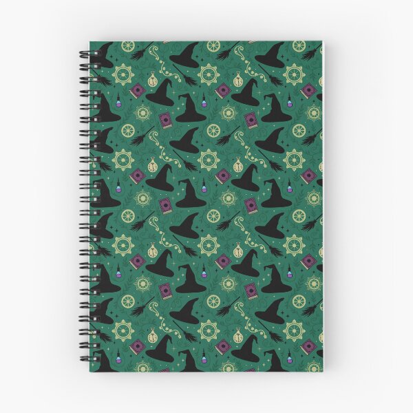 Item preview, Emerald Witch Pattern - Green Witch Hats Spell Books Broomsticks Magic Design designed and sold by Random Candy Studio.