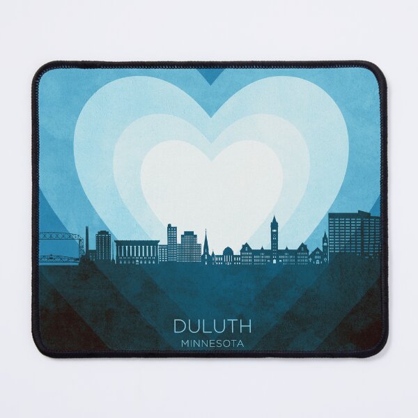 Item preview, Duluth Minnesota Skyline Hearts Blue designed and sold by ArtPrints.