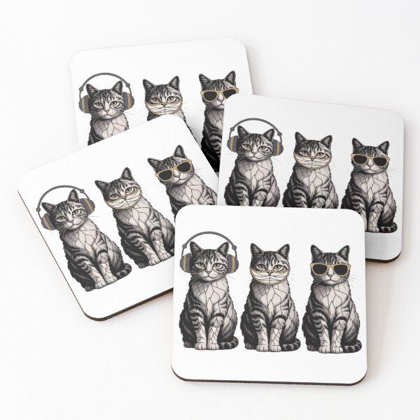 Item preview, Stained Glass Cats Hear Speak See No Evil designed and sold by JediKittenWars.