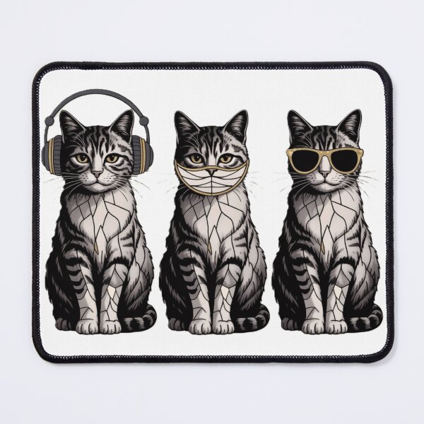 Item preview, Stained Glass Cats Hear Speak See No Evil designed and sold by JediKittenWars.