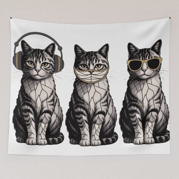 Item preview, Stained Glass Cats Hear Speak See No Evil designed and sold by JediKittenWars.