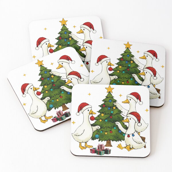 Item preview, Merry Goosemas - Three Geese Decorating the Christmas Tree designed and sold by Steele-Art.