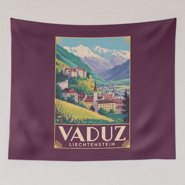 Item preview, Vaduz Liechtenstein Illustration Travel Art Vintage designed and sold by KrisSidDesigns.