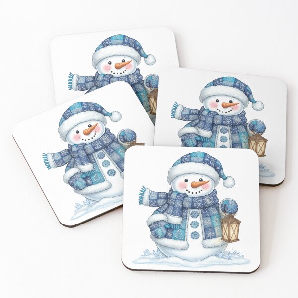 Item preview, Cozy Blue Snowman – Cute Winter Christmas Illustration designed and sold by hn79.