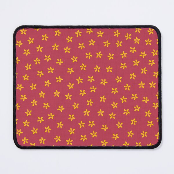 Item preview, Golden flower stars on red pattern designed and sold by Sklamen.