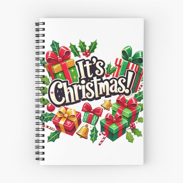 Item preview, The word "CHRISTMAS" is spelled out in festive lettering with gifts, candy canes, holly, and stars on a white background designed and sold by homydesign.