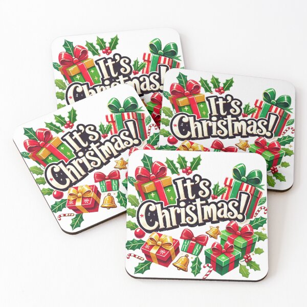 Item preview, The word "CHRISTMAS" is spelled out in festive lettering with gifts, candy canes, holly, and stars on a white background designed and sold by homydesign.