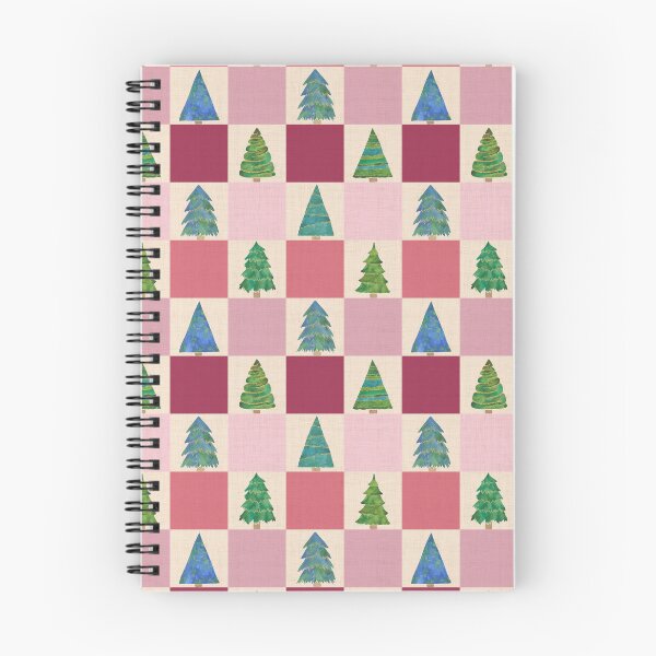 Item preview, Christmas trees checker board pattern - watercolor trees - pink, red, green, teal designed and sold by Sklamen.