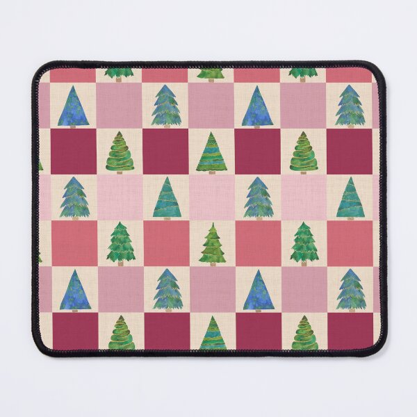 Item preview, Christmas trees checker board pattern - watercolor trees - pink, red, green, teal designed and sold by Sklamen.