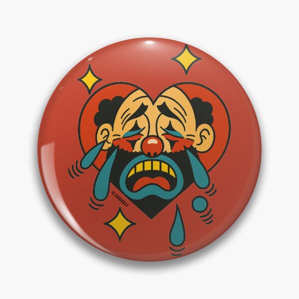 Item preview, Crying Clown Heart Sticker – Retro Comic Sad Face Design designed and sold by Skuzzle.