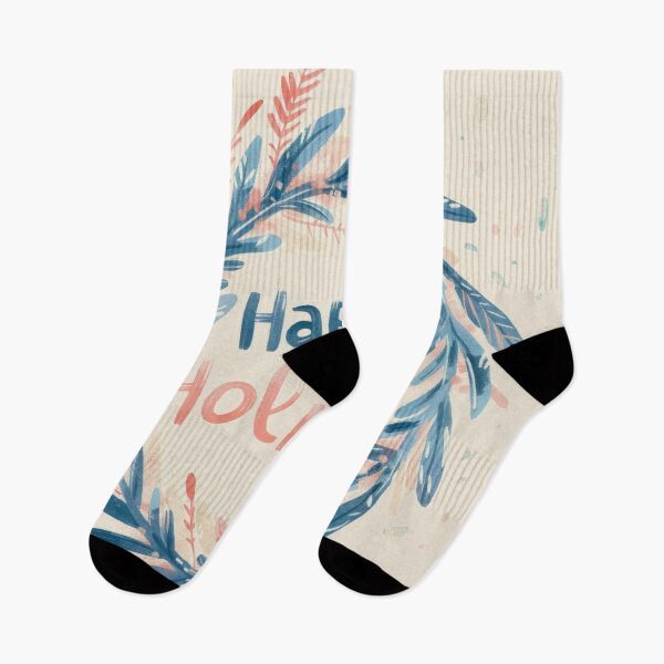 Item preview, Happy Holidays text with festive wreath design in pastel colors, AI generated designed and sold by dvoevnore.