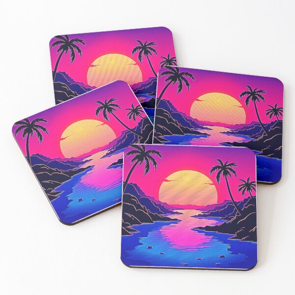 Item preview, Vibrant Synthwave Sunset Coast Design designed and sold by Health And Fitness Posts e-Store.