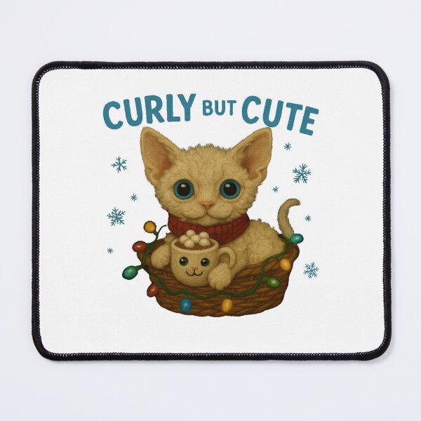 Item preview, Curly But Cute Christmas Devon Rex Cat Design designed and sold by Liv Solara.