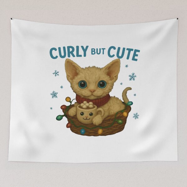 Item preview, Curly But Cute Christmas Devon Rex Cat Design designed and sold by Liv Solara.