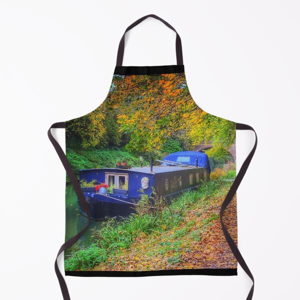 Item preview, Narrow boat on a canal side in the autumn designed and sold by KALEIDOSCOPE UK.