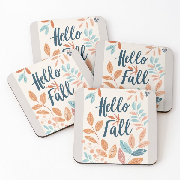 Item preview, Autumn greeting card with colorful leaves and text hello fall, AI generated designed and sold by dvoevnore.