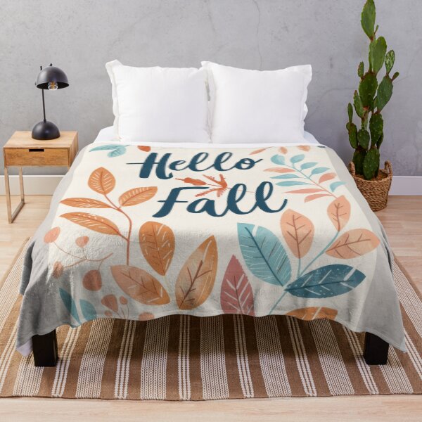 Item preview, Autumn greeting card with colorful leaves and text hello fall, AI generated designed and sold by dvoevnore.