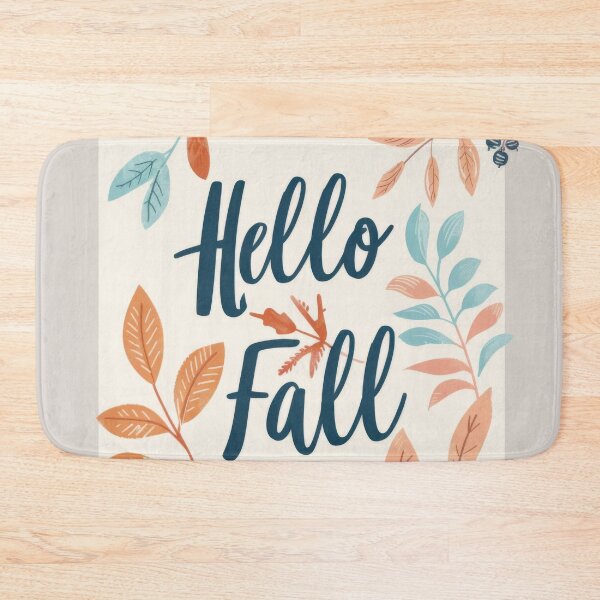 Item preview, Autumn greeting card with colorful leaves and text hello fall, AI generated designed and sold by dvoevnore.