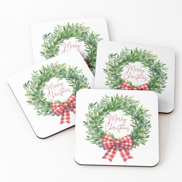 Item preview, Green Christmas Wreath With Red Gingham Bow designed and sold by JozaneHouse.