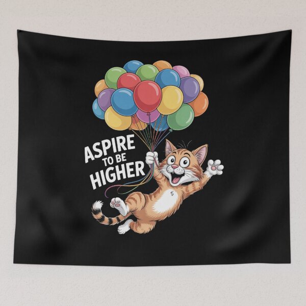 Item preview, Aspire to Be Higher - Motivated Cat Suspended By Balloons designed and sold by Snark Town Tees.