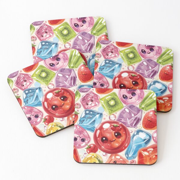 Item preview, Glossy Kawaii Fruit Jelly Candy and Gummy Sweets Pattern designed and sold by MoonlitDoodles1.