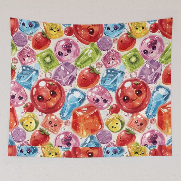 Item preview, Glossy Kawaii Fruit Jelly Candy and Gummy Sweets Pattern designed and sold by MoonlitDoodles1.