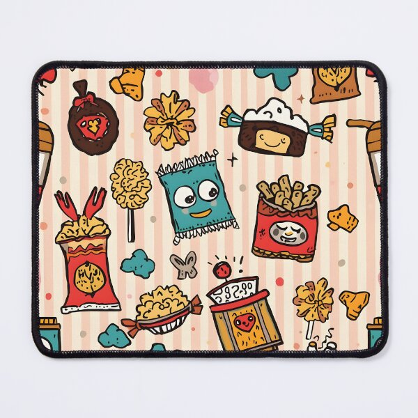 Item preview, Hand-Drawn Doodle Popcorn and Snack Food Cartoon Pattern designed and sold by MoonlitDoodles1.
