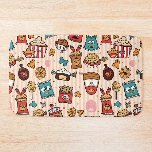 Item preview, Hand-Drawn Doodle Popcorn and Snack Food Cartoon Pattern designed and sold by MoonlitDoodles1.