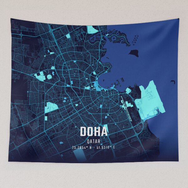 Item preview, Doha Midnight City Map designed and sold by HomeLivingCo.