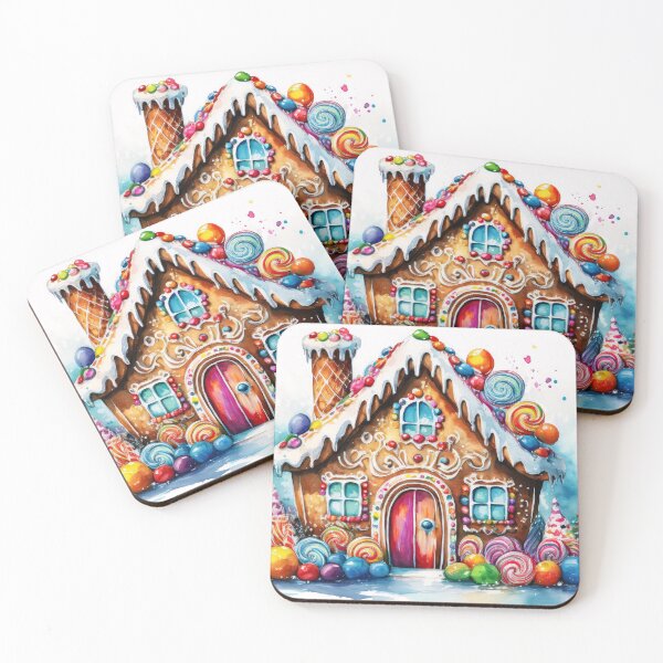 Item preview, A whimsical gingerbread house adorned with colorful candies and sweets, surrounded by a winter wonderland designed and sold by homydesign.
