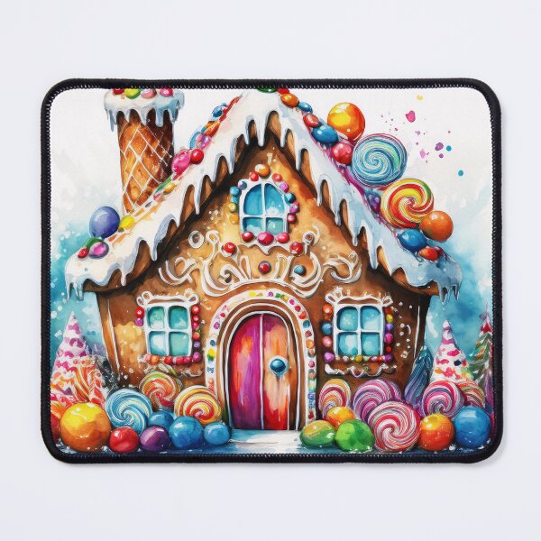 Item preview, A whimsical gingerbread house adorned with colorful candies and sweets, surrounded by a winter wonderland designed and sold by homydesign.