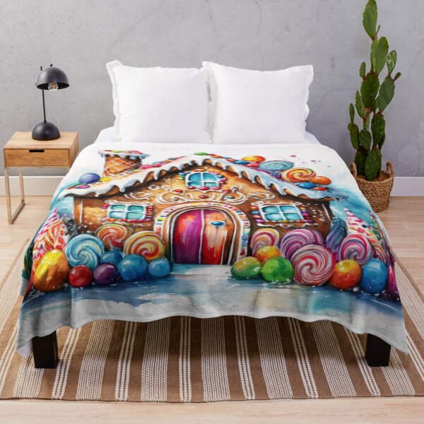 Item preview, A whimsical gingerbread house adorned with colorful candies and sweets, surrounded by a winter wonderland designed and sold by homydesign.