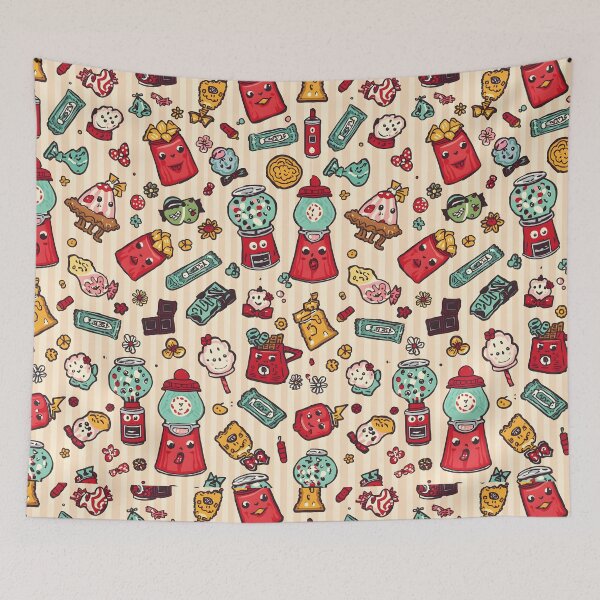 Item preview, Playful Doodle Gumball Machine and Fairground Sweets Pattern designed and sold by MoonlitDoodles1.