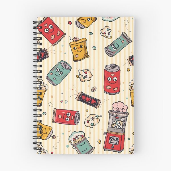 Item preview, Retro Doodle Soda Cans and Popcorn Machine Quirky Pattern designed and sold by MoonlitDoodles1.