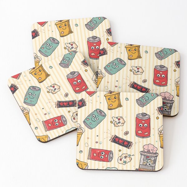 Item preview, Retro Doodle Soda Cans and Popcorn Machine Quirky Pattern designed and sold by MoonlitDoodles1.
