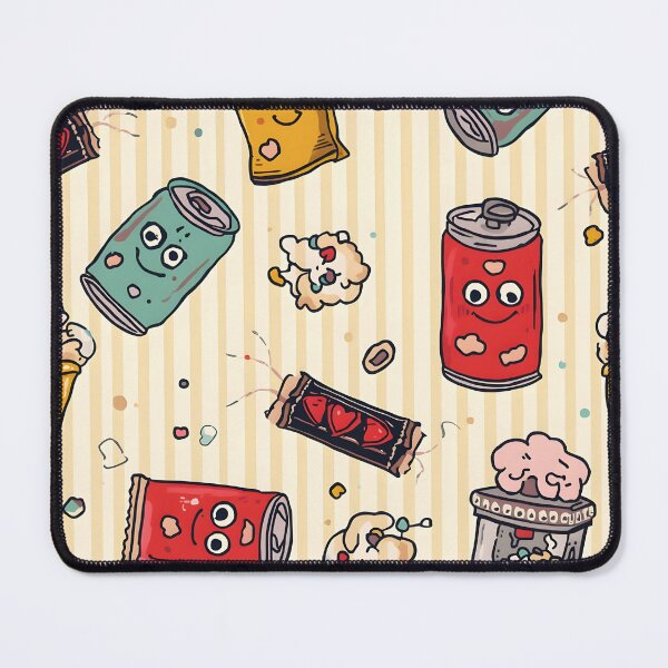 Item preview, Retro Doodle Soda Cans and Popcorn Machine Quirky Pattern designed and sold by MoonlitDoodles1.