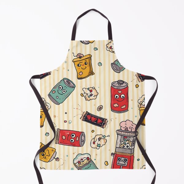 Item preview, Retro Doodle Soda Cans and Popcorn Machine Quirky Pattern designed and sold by MoonlitDoodles1.