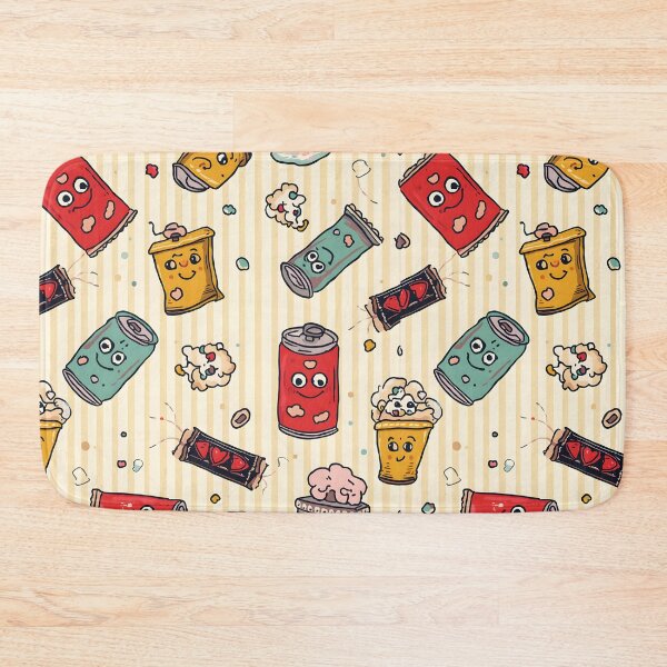 Item preview, Retro Doodle Soda Cans and Popcorn Machine Quirky Pattern designed and sold by MoonlitDoodles1.