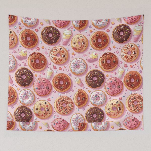 Item preview, Modern Kawaii Donuts and Milkshake Sweet Treats Pattern designed and sold by MoonlitDoodles1.
