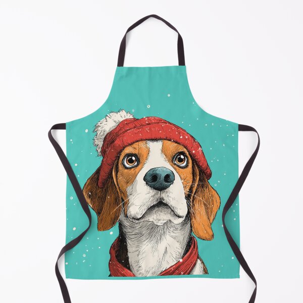 Aperçu de l'œuvre Beagle mignon avec un bonnet de Père Noël - Design amusant pour les amoureux des chiens à Noël créée et vendue par Inkspaced.