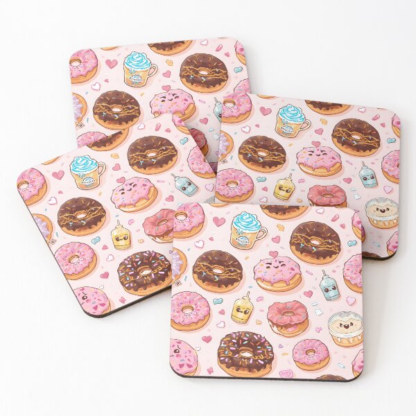 Item preview, Kawaii Donuts, Coffee Cups, and Sweet Drinks Pink Pattern designed and sold by MoonlitDoodles1.