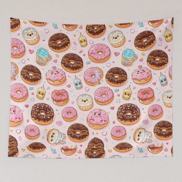 Item preview, Kawaii Donuts, Coffee Cups, and Sweet Drinks Pink Pattern designed and sold by MoonlitDoodles1.