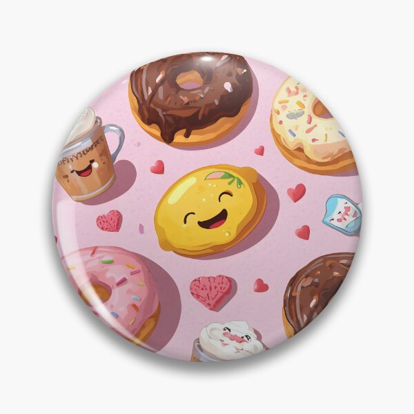 Item preview, Cheerful Kawaii Donuts, Coffee, and Lemon Slice Fun Pattern designed and sold by MoonlitDoodles1.