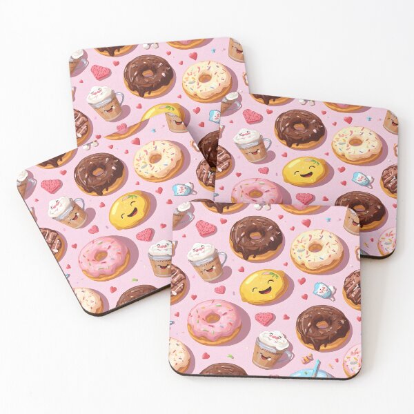 Item preview, Cheerful Kawaii Donuts, Coffee, and Lemon Slice Fun Pattern designed and sold by MoonlitDoodles1.