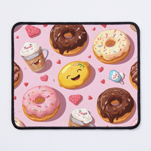 Item preview, Cheerful Kawaii Donuts, Coffee, and Lemon Slice Fun Pattern designed and sold by MoonlitDoodles1.