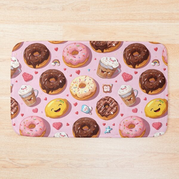 Item preview, Cheerful Kawaii Donuts, Coffee, and Lemon Slice Fun Pattern designed and sold by MoonlitDoodles1.
