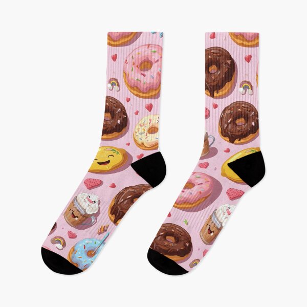 Item preview, Cheerful Kawaii Donuts, Coffee, and Lemon Slice Fun Pattern designed and sold by MoonlitDoodles1.