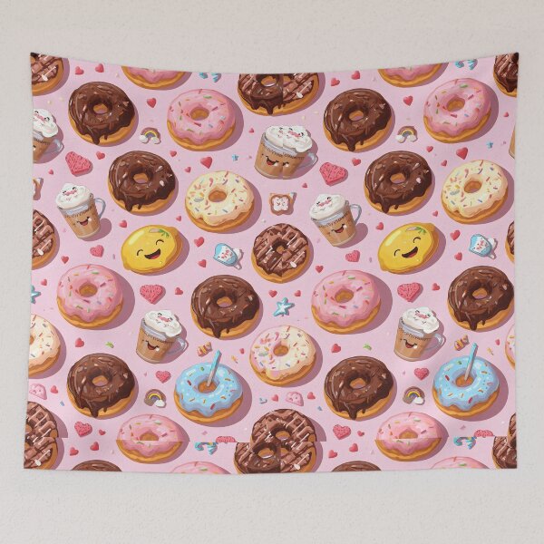 Item preview, Cheerful Kawaii Donuts, Coffee, and Lemon Slice Fun Pattern designed and sold by MoonlitDoodles1.