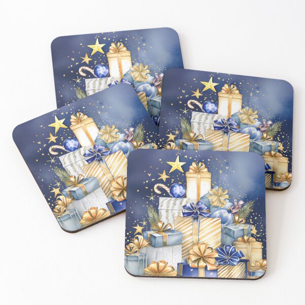 Item preview, Starry Gift Stack A stack of festive gifts adorned with golden bows under a starry sky. Generative AI. designed and sold by homydesign.