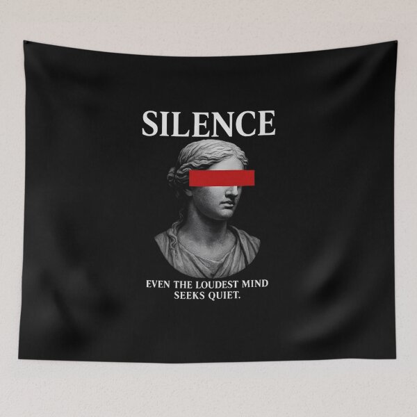 Item preview, SILENCE – Even the Loudest Mind Seeks Quiet | Minimal Dark Statue Streetwear Art designed and sold by FUIRY .